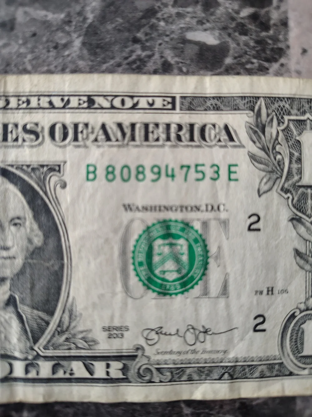 U.S.$1Bill Fancy Serial Number -2 Mini Straights